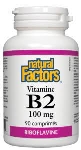 Natural Factors Vitamine B2 100mg 90 comprimés