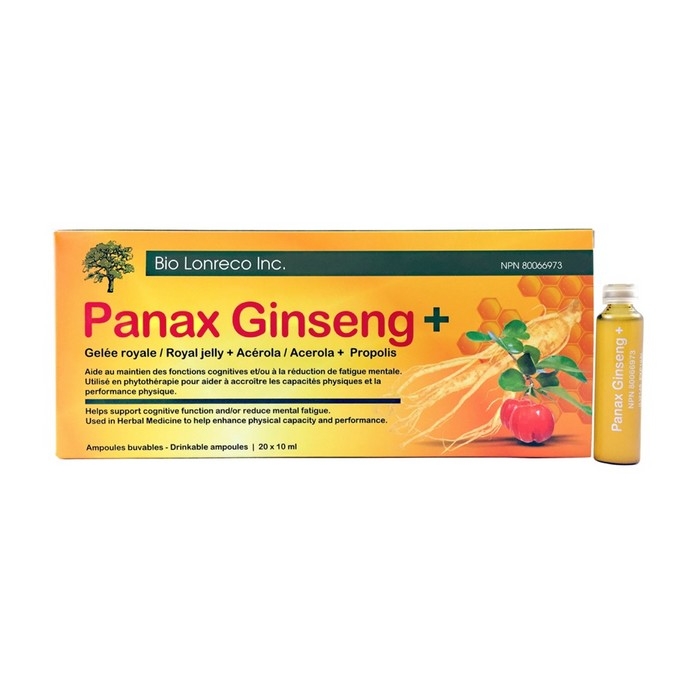Bio Lonreco Ginseng + Gelée Royale Propolis acérola 20 ampoules
