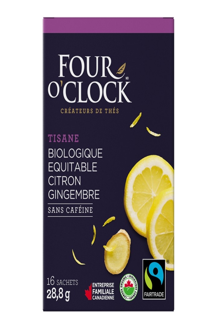 Four O'Clock tisane citron gingembre sans caféine 16 sachets