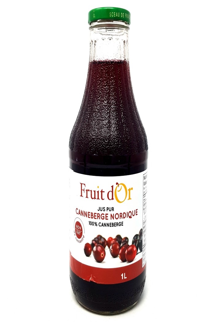 Fruit d'or Jus pur canneberge nordique 1 L