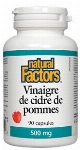 Natural Factors Vinaigre de cidre de pommes 500mg 90caps